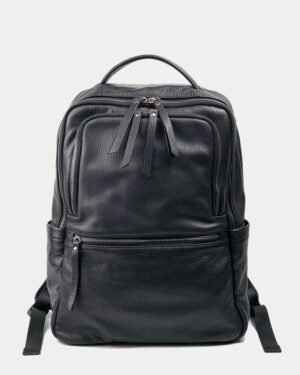 leather backpack black